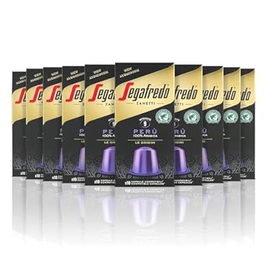 Segafredo Zanetti 100 Cápsulas de Aluminio Compatibles con Nespresso Café Perú Rico y Aterciopelado 10 Cajas de 10 Cápsulas - Adecuadas para Máquinas Nespresso Original
