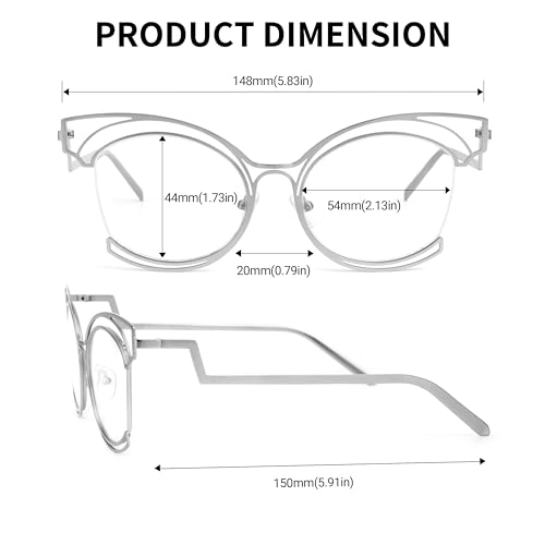 Image of VOOGLAM Oversize Cat Eye Eyeglasses for Women with Non-prescription Clear Lens Maggie GM0340