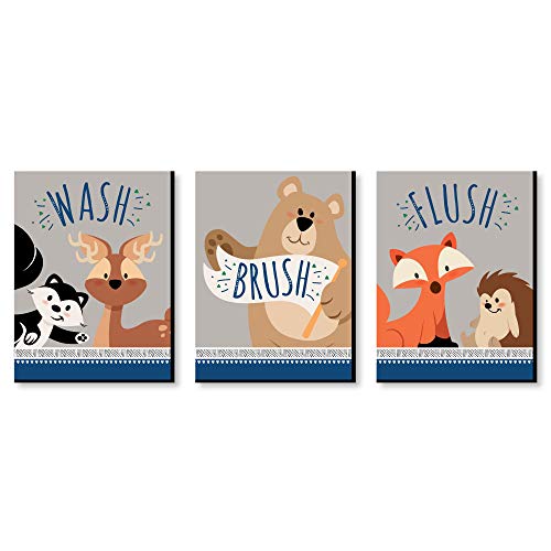 Big Dot of Happiness Stay Wild - Forest Animals - Kids Bathroom Rules