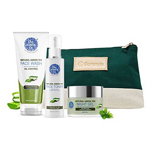 The Moms Co. Green Tea Night Repair Kit L Oil Free Look L Green Tea L Face Wash L Toner L Night Gel L