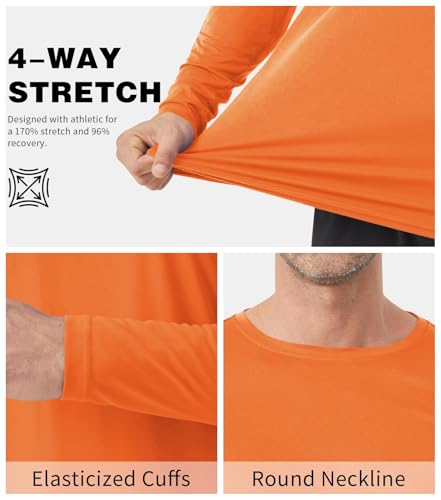 Image of Mens Tall Rash Guard Long Sleeve T Shirts-UPF 50+ Sun Protection Swim Tee