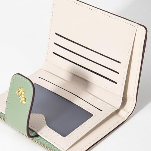 Wallet for Women, Flower Cute Wallet Card Holder, Slim Bifold Leather Pocket Credit Card Wallet with Zipper Coin Pocket (Black)4