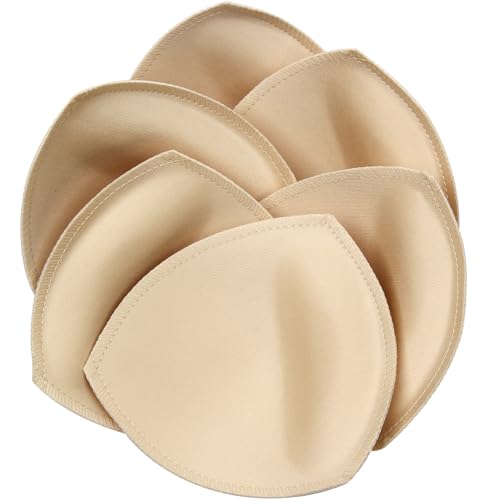 Fypxd 3 Pairs Bra Pads Inserts Push up, Breathable Breast Enhancers Inserts for Sport Bra, Sew in Bra Cups for Dresses Swimsuits and Bikini-C/D/E Cup Beige