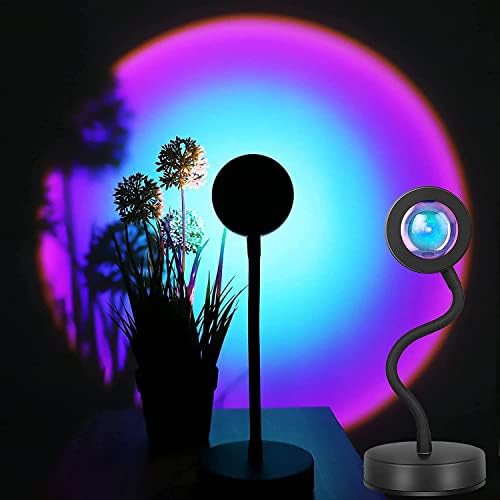 Sunset Projection lamp, 360-degree Rotating Rainbow Projection lamp, USB Charging Lighting, LED.5V/5W Media Light Romantic Sunset Light, Adult Romantic Family Atmosphere Light,Couple,Bedroom (Rainbow)