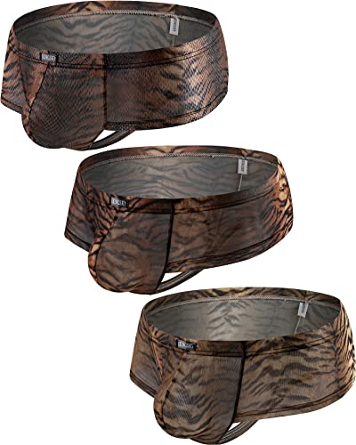 iKingsky Men's Tiger Stripes Cheeky Boxer Briefs Sexy Brazilian Back Mens Underwear Mini Cheek Pouch Thong Under Panties