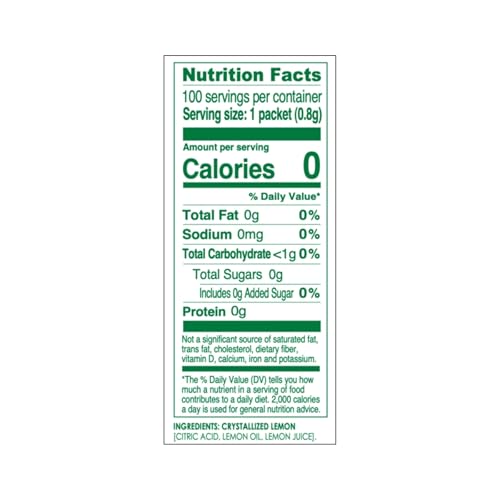 True Citrus TRUE LEMON Water Enhancer, Bulk Dispenser, 100 Count (Pack of 1), 0 Calorie Drink Mix Packets For Water, Sugar Free Lemon Flavoring Powder Packets