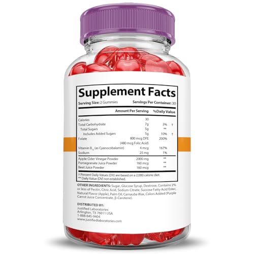 Justified Laboratories (2 Pack Rapid Ripped Keto ACV Gummies Extreme 2000MG Rapidripped Keto Gummies Apple Cider Vinegar Formulated with Pomegranate Beet Juice Powder B12 Vegan Non GMO 120 Gummys - Thumbnail 2