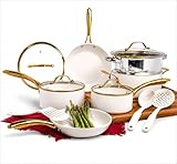 GOTHAM STEEL NATURAL COLLECTION: Healthier cooking is easy with this nonstick ceramic cookware set. Pots and pans are designed to be 2x more durable, dishwasher safe, and oven safe up to 500˚F. Gold stay-cool handles allow you to go from stovetop to ...