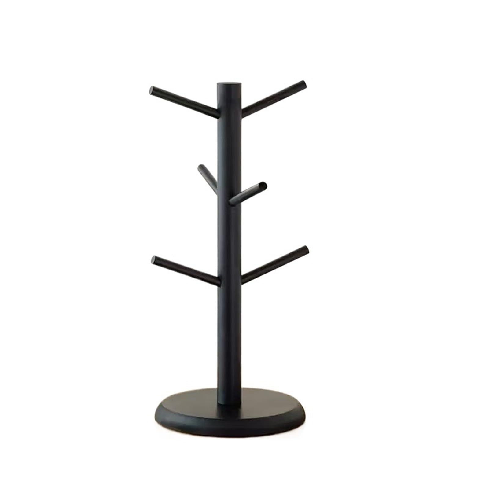 Becherhalter Baum Becher-Hängeregal, Getränkeregal mit 6 Haken, Baumform, Holz, Kaffee-/Teetassen-Aufbewahrungshalter, Ständer(Black)