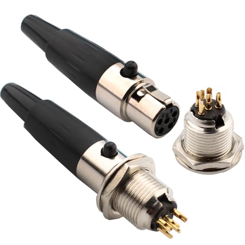 RUNCCI-YUN 4PCS Mini 5 Pin XLR Solder Connector,2 Male and 2 Female Mic Plug,Microphone Audio Socket,Solder Plug XLR Jack Stereo