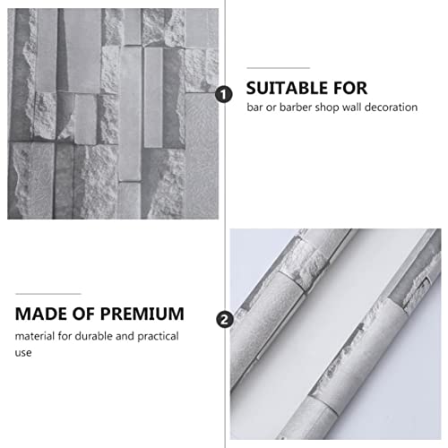 Lifkome 3D Wall Panel Antique Self-Adhesive Wall Sticky Paper Brick Texture Wall Paper For Home Bar Barber Shop (Nonwovens, Light Grey) Vintage Stickers #TOP7