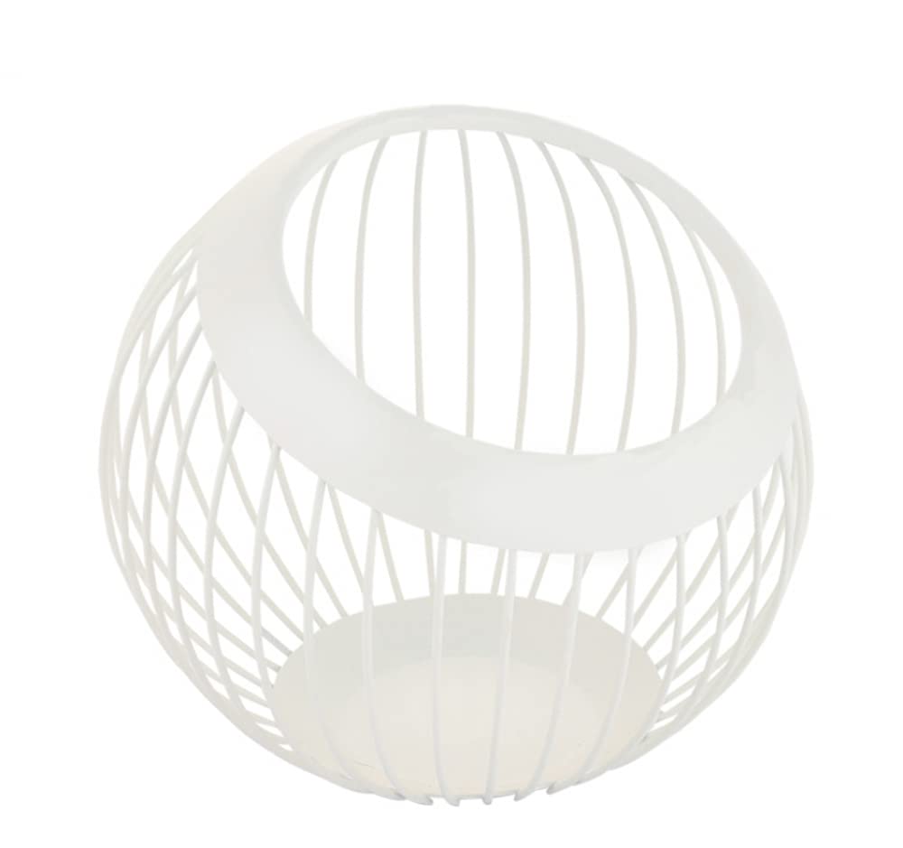 CNfhFRY fruit bowl， Metal Wire Fruit Vegetable Storage Bowls Kitchen Egg Baskets Holder Nordic Minimalism(White)