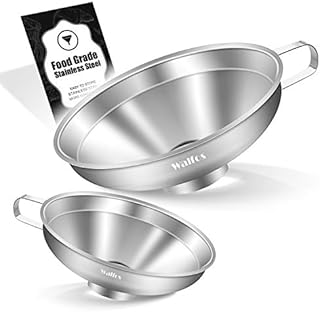 Walfos 2 Pack Stainless Steel Wide-Mouth Funnel with Handle for Wide and Regular Mason Jars Canning Jars Transferring Liquid and Dry Ingredients!