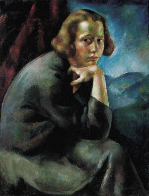 Peinture à l'huile mélancolique : le portrait d'une contemplation intemporelle signée Korb