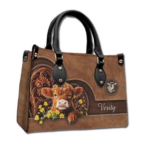 Bolso personalizado de cuero con diseño de vaca miniatura 1