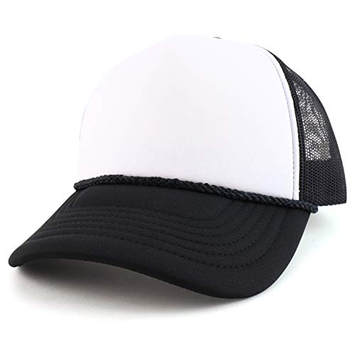 Trendy Apparel Shop XXL Oversized 5 Panel Foam Mesh Back Trucker Cap - Black - 2XL