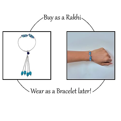 Image of Mahi Rakhi for Brother and Bhabhi with Studded Crystals and Tassels (PARCOL1105521PR)