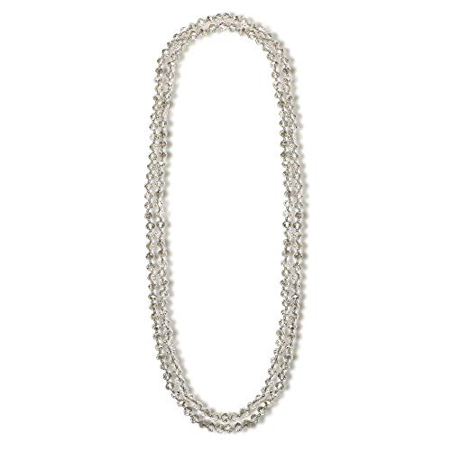 Ambrum Long Crystal Wrap Necklace Women Beaded Knotted Jewelry Champagne Bling Beads Strands Endless Necklace (60 Inch Gray Crystal)