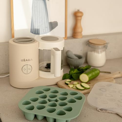 BÉABA, Mini Multiportions Silicone, Qualité Premium, Résistance Thermique Extrême, Four, Micro-onde, Congélateur, 20 Alvéoles Indépendantes, Couvercle Hermétique, 20 x 35 ml, Vert sauge – vue 9