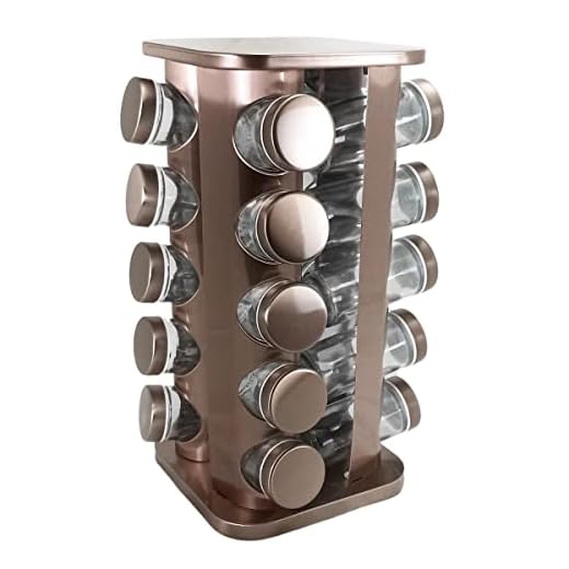 Porta Temperos Condimentos Inox 20 Potes Com Base Giratório (Rose)