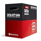 Dripstone 1000ft CAT5e Outdoor 350Mhz Direct Burial Solid Cable 24AWG Waterproof Wire HDPE Insulated Polyethylene (PE) for Indoor/Outdoor Easy Pull Box on Plastic Reel