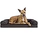 FurHaven Orthopedic Faux Fleece & Chenille Sofa-Style Couch Pet Bed for Dogs and Cats, Coffee, Large