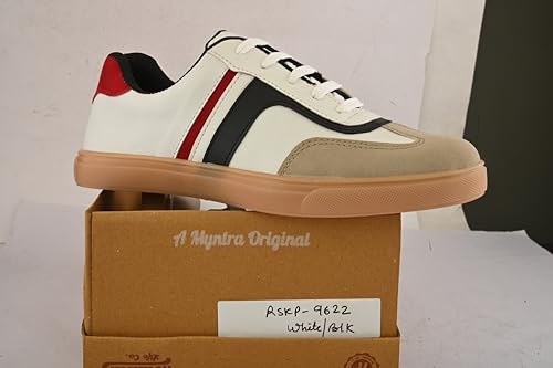 Image of STANPHORD Mens Tpkp 9622 White Black Men Lightweight Comfort Insole Lace-up Sneakers