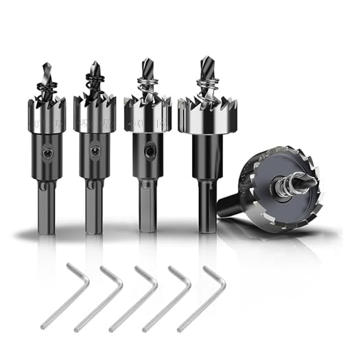 5 PCS Inoxidable Agujero Herramientas Cortadora,Brocas Corona Perforadora Metal,Hss Kit de Taladro Perforado,DiáMetro 16 mm | 18,5 mm | 20 mm | 25 mm | 30 mm,Inoxidable Agujero Herramientas Cortadora
