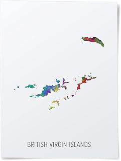 British Virgin Islands Watercolor Map art print poster, unframed -10793