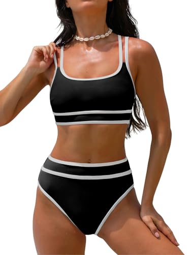 Image of popvil Women's High Waisted Bikini Sets 2026 Neon 2 Piece Swimsuit