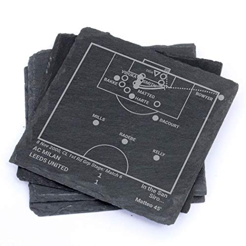 Greatest Leeds United Plays: Slate Coasters (Set of 4) | Best Gift Idea for Sports Lovers | Leeds United Historic Moments Gifts