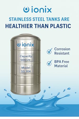 Image of IONIX Stainless Steel Water Tank 500L - 100% Food Grade SS 304 - Long Life, Zero Maintenance - Rust-Proof, Durable Storage for Drinking Water, Free installation in Delhi /NCR