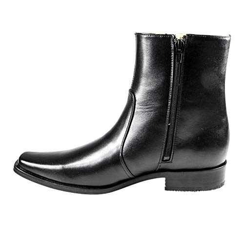 Men's Dress Boots Goat Leather Square Toe Dual Zipper Black El Besserro4