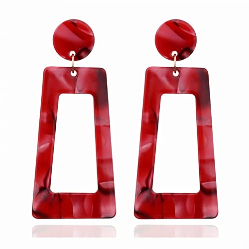 Boucles d'oreilles en argent femme : bijoux coréens en bois et acrylique long