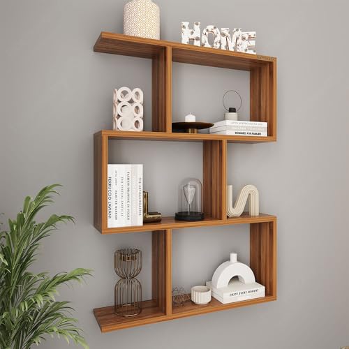 Image of homeeasy Wooden Wall Shelves - 4-Tier Floating Shelf | Stylish Storage for Living Room, Study, Office & Kitchen | Perfect for Home Decor & Book Display (WS4)(78x12.5x56)