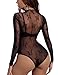 Buauty Mesh Bodysuit for Women Lace Body Suits Women Long Sleeve Sheer Mesh Top See Through Mock Neck Sexy Clothes