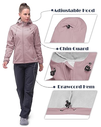 33,000Ft Women'S Softshell Jacket, Fleece Lined Warm Jacket Light Hooded Windproof Coat For Outdoor Hiking thumb #4