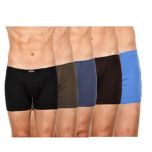 Image of Crystal Men's Underwear Super Combed Cotton Rib Solid Silver Trunks with Super Soft Waistband | Multipack| Assorted