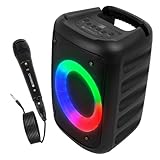 ZEBRONICS Zeb-Buddy 100 Portable BT v5.0 Speaker with TWS, 20W RMS, Wired mic Karaoke, 5H Backup, RGB LED, AUX, USB, Micro SD, Built in Rechargeable Battery and Mobile Holder, Black