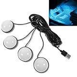 Rebvugr Car Interior LED Lights, Car Interior LED Ambient Light, Automotive Ambient Neon Lamp Kit with USB Port, Auto Accessories 4 in 1 Automotive Decoration Lighting for Car, Garden, Home (Ice Blue)