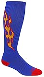 Epic Youth Flame Over The Calf Knee High Socks Pr Blue/Orange/Yellow 6-8.5 (Small) Sock Size PR
