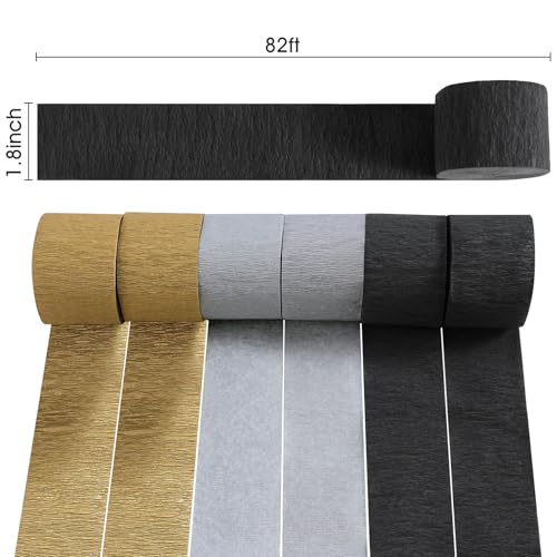 Image of Crepe Paper Streamers 6 Colors 492ft - Party Streamers & Paper Streamers for Birthday Decorations, Bachelorette Party, Baby Shower, Wedding & Bridal Shower Decor, Streamers Party Supplies (Style B)