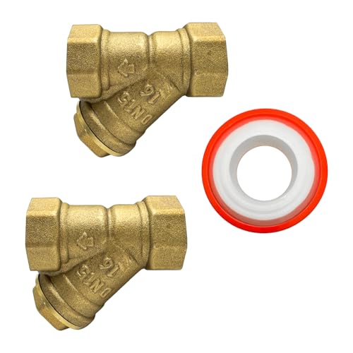 Image of 2Pcs Brass 1 /2 inch Female Thread 100 Mesh Y Shaped Strainer Filter Valve Connector - 800 WOG (with Teflon Tape)