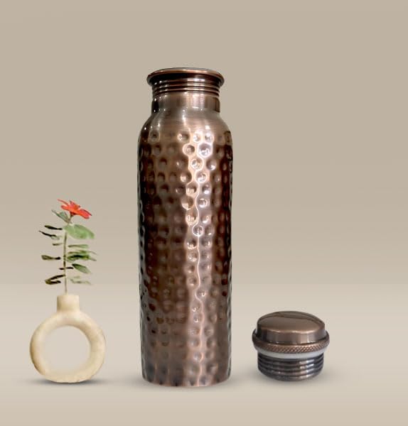 TIANYI-Bouteille D'eau En Cuivre Imprimé Plumes De 946 Ml ¿ Anti