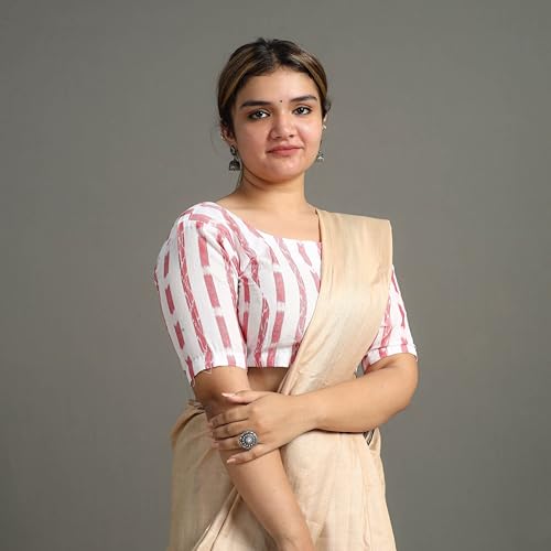 Image of Premium Ethnic Sambalpuri Ikat Unstitched Cotton Blouse Fabric