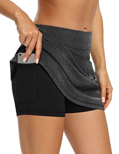 Image of LouKeith 19 inch Knee Length Skorts Skirts for Women Tennis Skirts Athletic Golf Skorts Casual Workout Skirt with Shorts Pockets