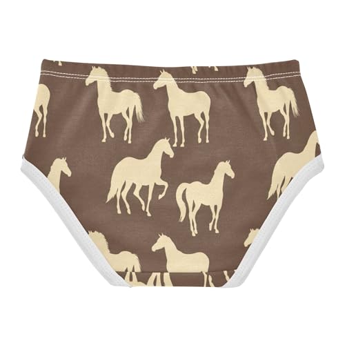 Silhouettes Horses Brown Panties Little Girl Toddler Underwear Floral Cotton Cartoon Briefs Undies Kids 2t2
