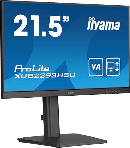 iiyama Prolite XUB2293HSU-B7 54,5cm 21,5' IPS LED-Monitor Full-HD 100Hz HDMI DP USB2.0 Slim-Line Höhenverstellung Pivot Adaptive Sync schwarz