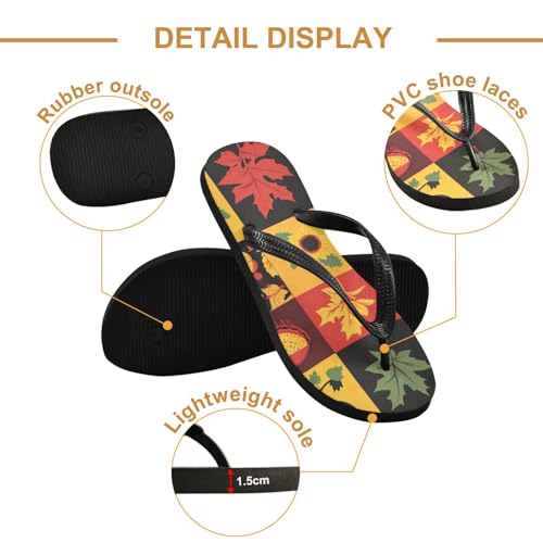 Mens Flip Flops Autumn Leaves ThankgivingSandal Flip Flops for Women Summer Beach Slipper 214B81842