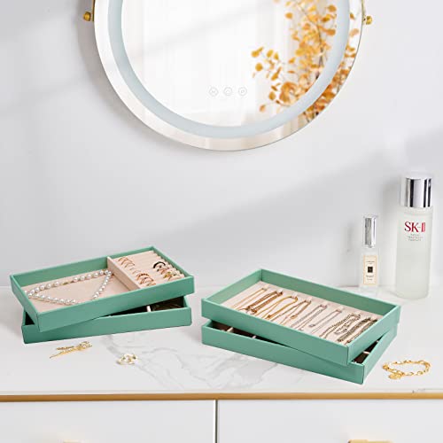 Image of ProCase Stackable Jewelry Organizer Trays for Drawers, Jewelry Drawer Inserts Container Display Case Storage for Earring Necklace Rings Bracelet with Removable Dividers -Mint, 4 Layers